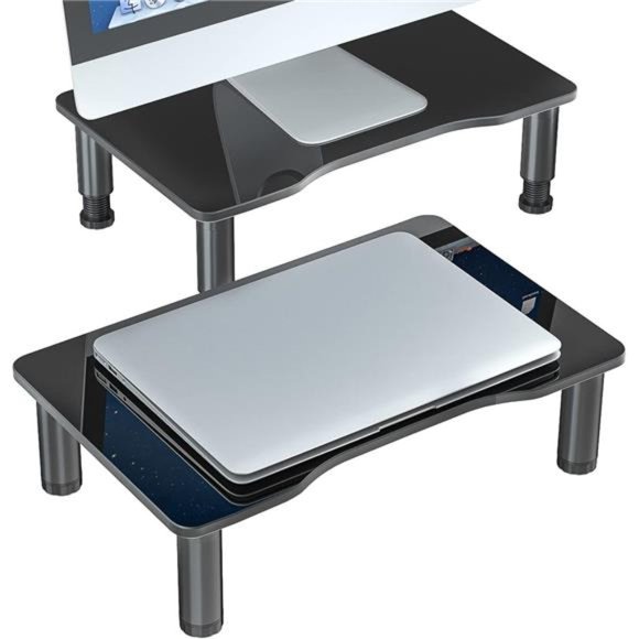 2 Pack Computer Monitor Stand Riser with Height Adjustable Multi Media Stand - Picture 1 of 6